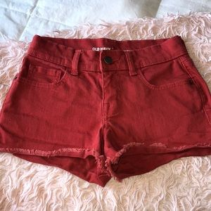 Red boyfriend shorts